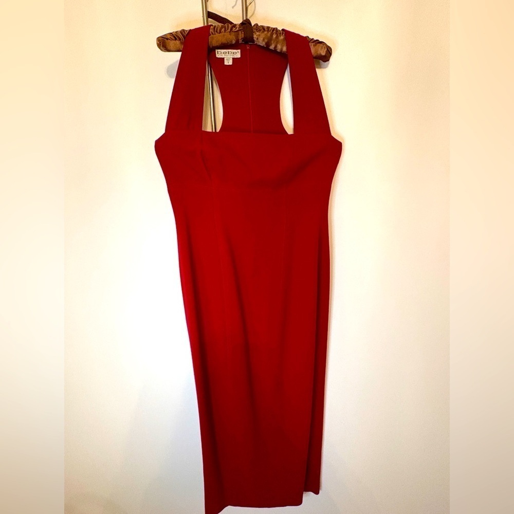 💖Gorgeous Vintage BEBE circa 1995 Red Crepe lined Dress size 8
